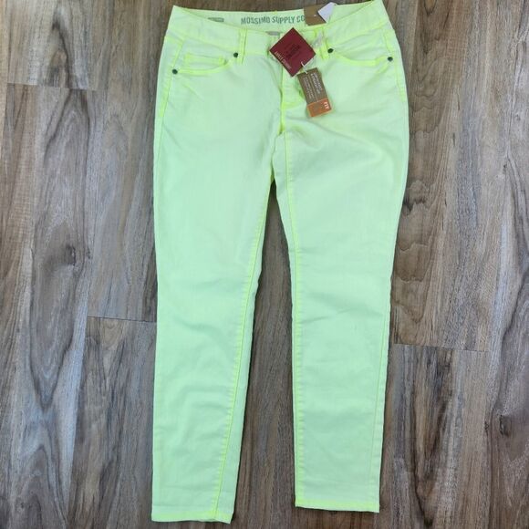 ☔️🔸️NWT Mossimo Neon Yellow Ankle Skinny Jeans Size 7 - Picture 3 of 12